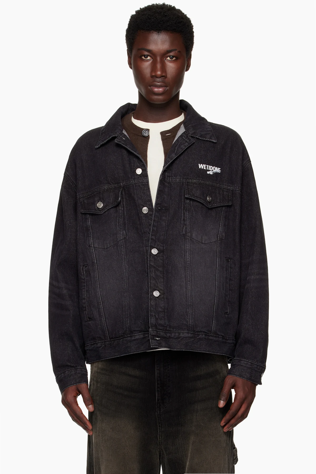 Black '1506' Logo Loose-Fit Trucker Denim Jacket