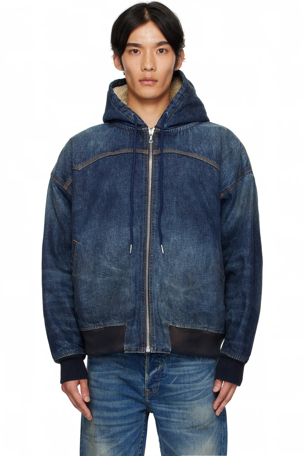 Navy Mike Japanese VTG Double Dip Sherpa Lined Denim Jacket