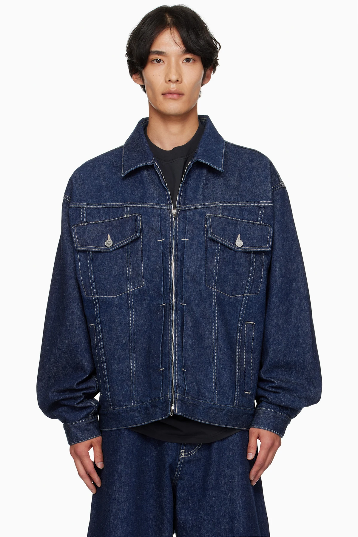 Navy Hip-Hop Denim Jacket