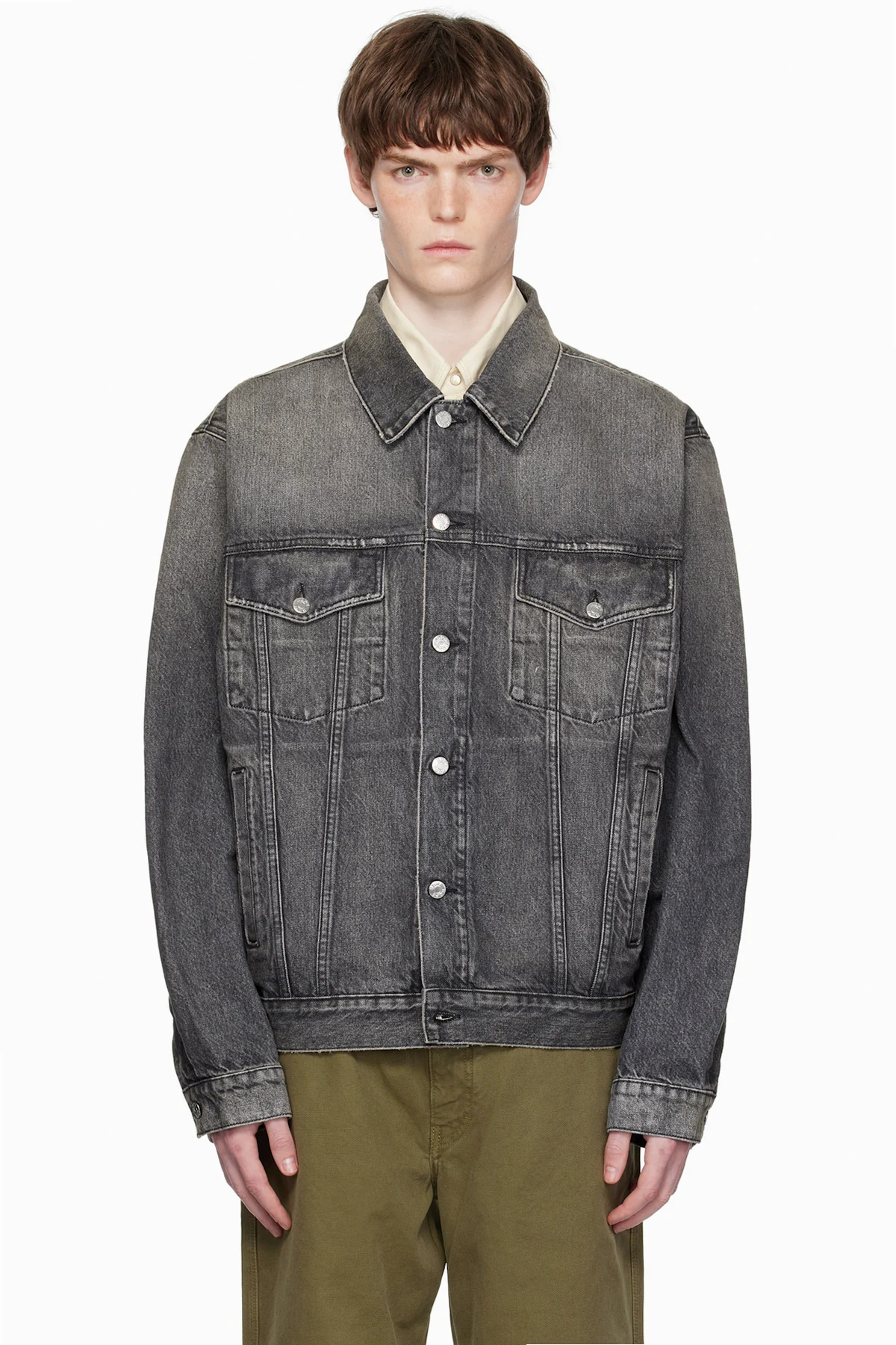 Gray Boxy Denim Jacket