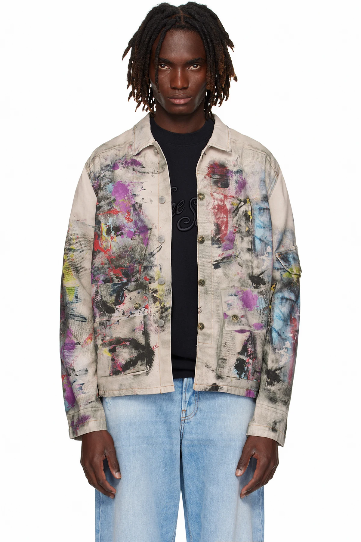 Multicolor Trompe L'Oeil Print Jacket