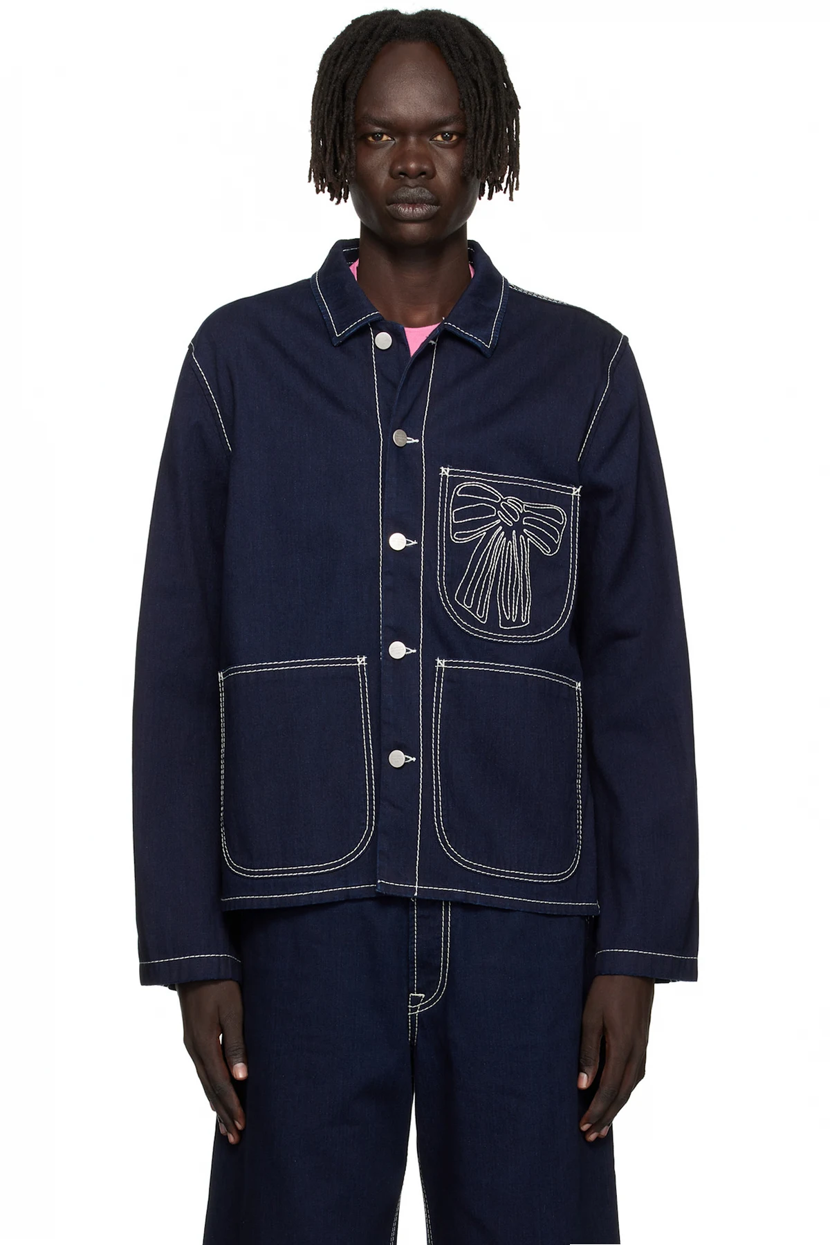 Blue Embroidered Denim Jacket