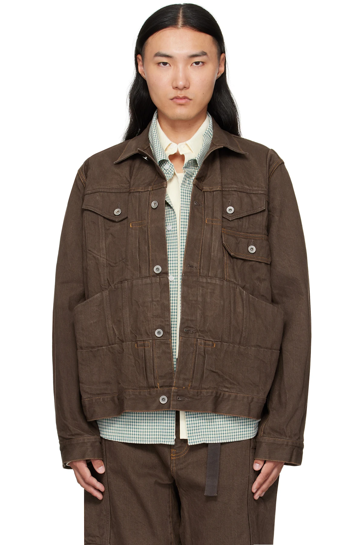 Brown Cotton Denim Jacket