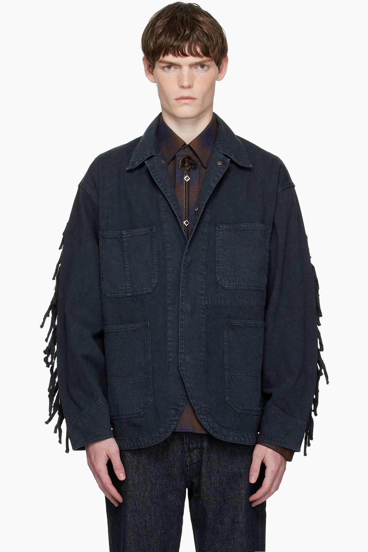 Black Fringed Denim Jacket