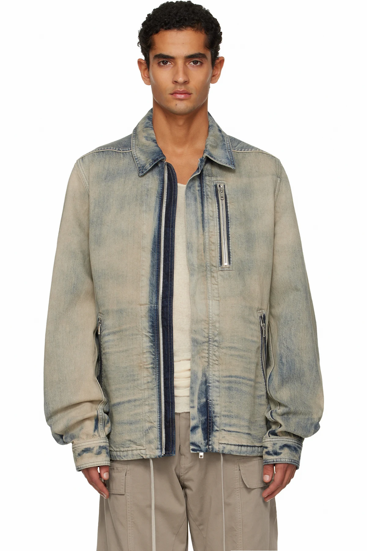 Blue Concordians Concealed Zipfront Denim Jacket