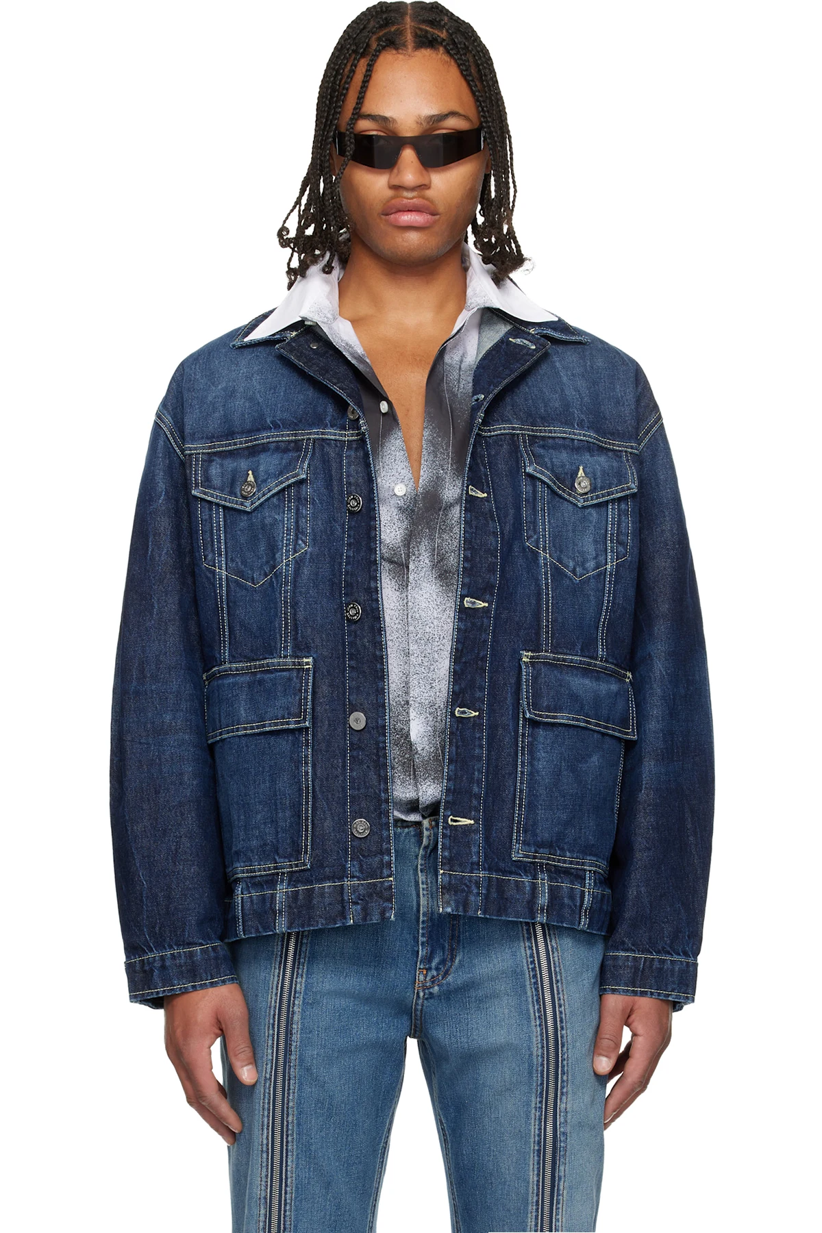 Blue Cutout Denim Jacket