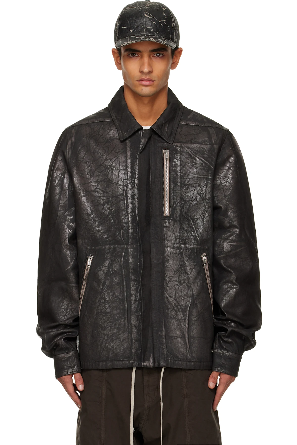 Black Concealed Zipfront Denim Jacket