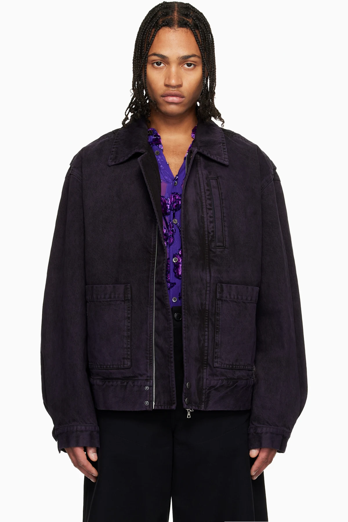 Purple Patch Pocket Denim Jacket