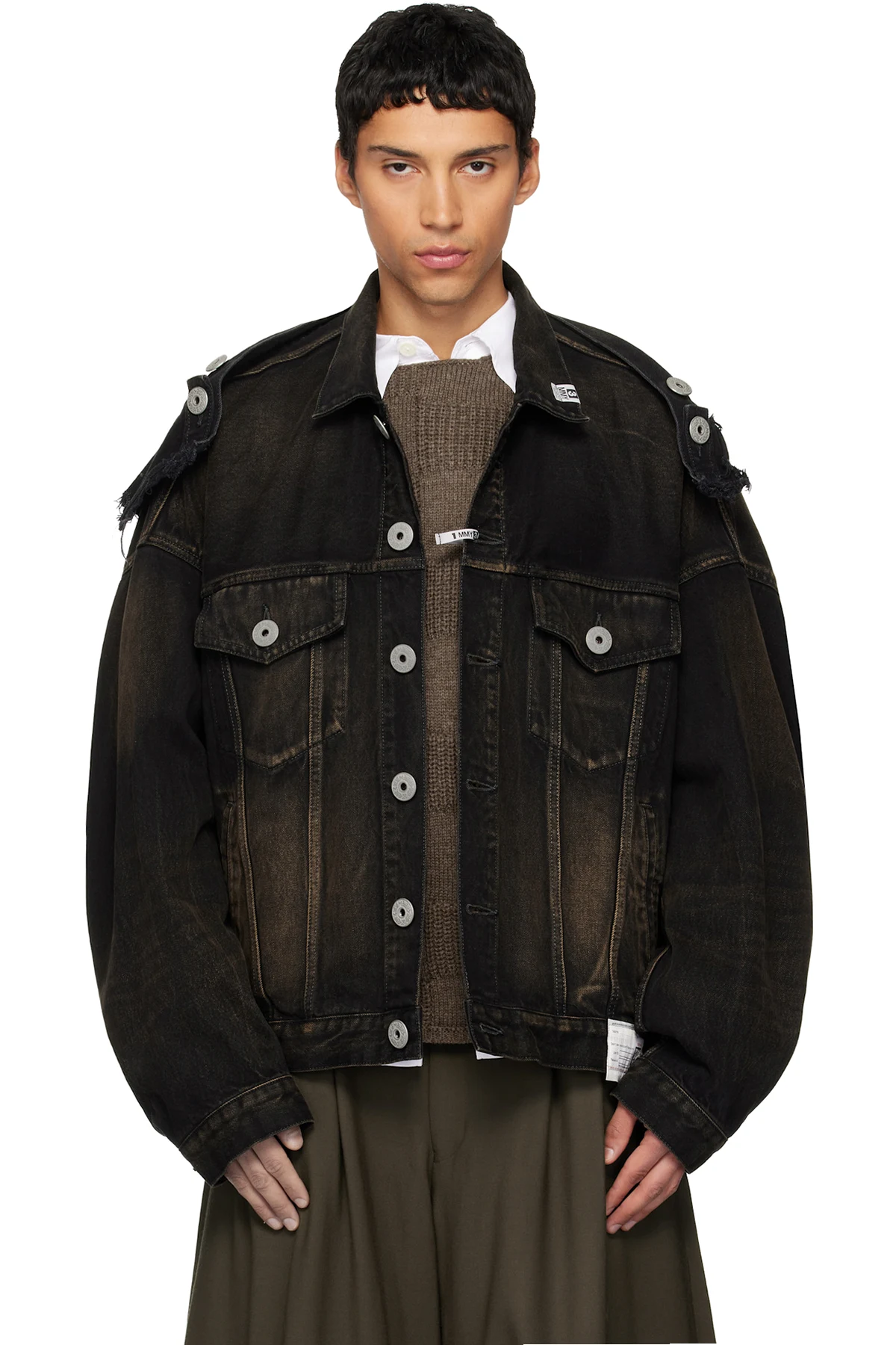 Black Deconstructed Denim Jacket