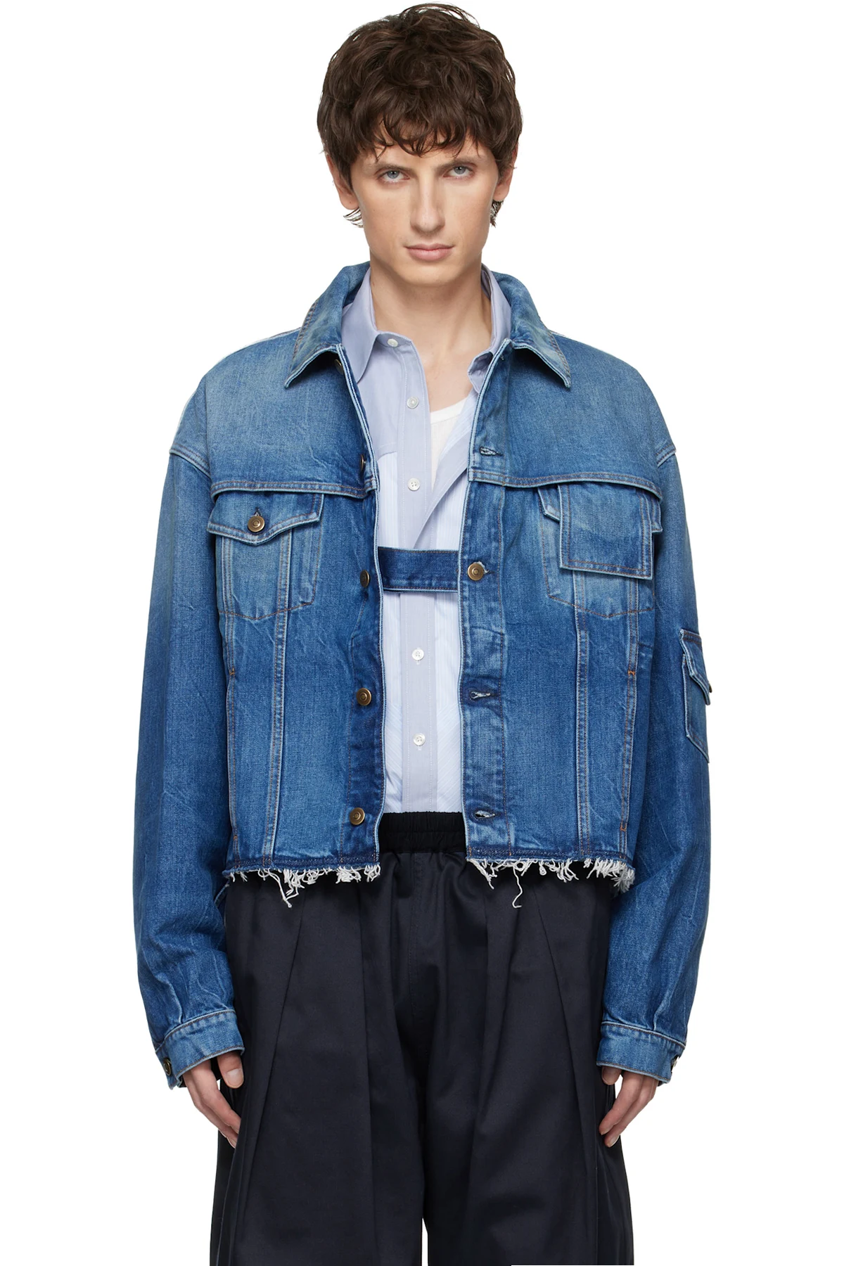 Blue Frayed Denim Jacket