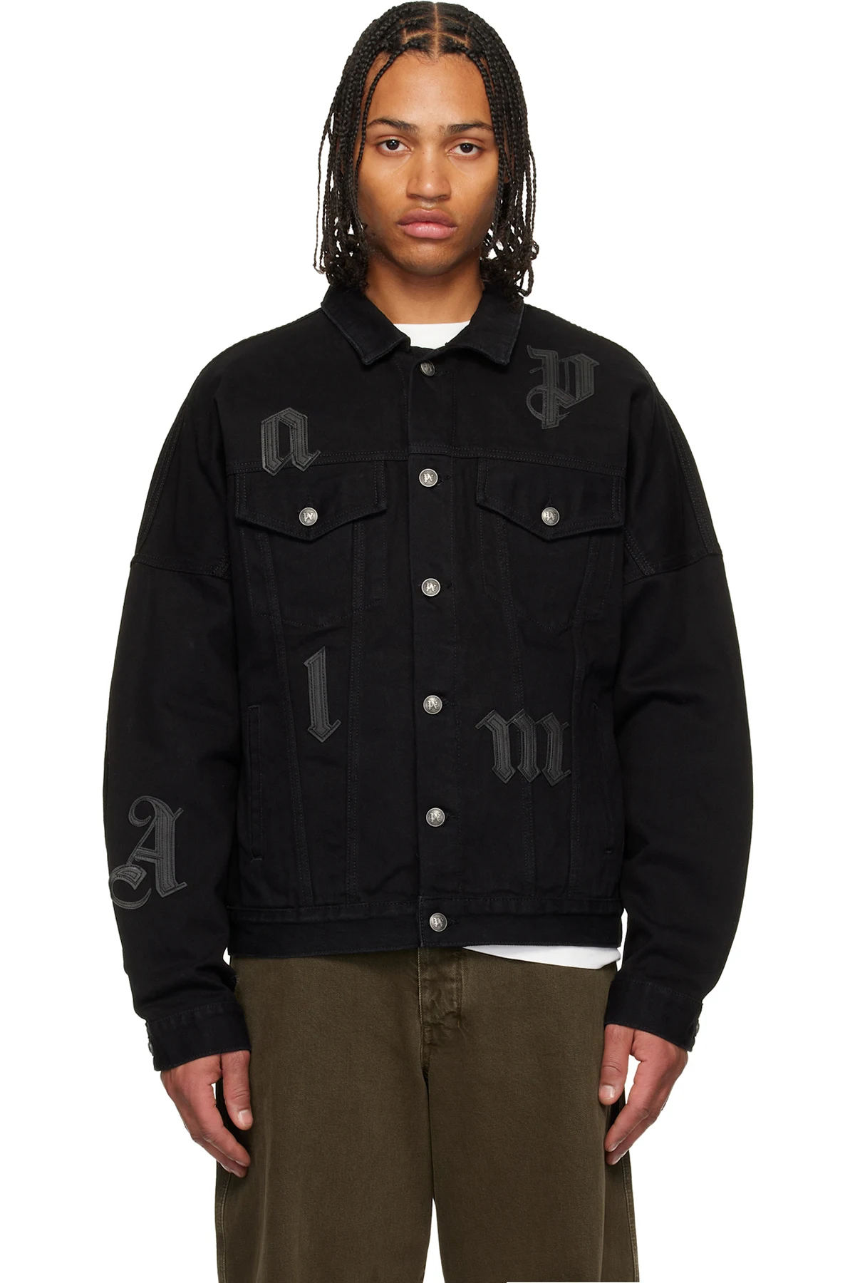 Black Gothic Logo Denim Jacket