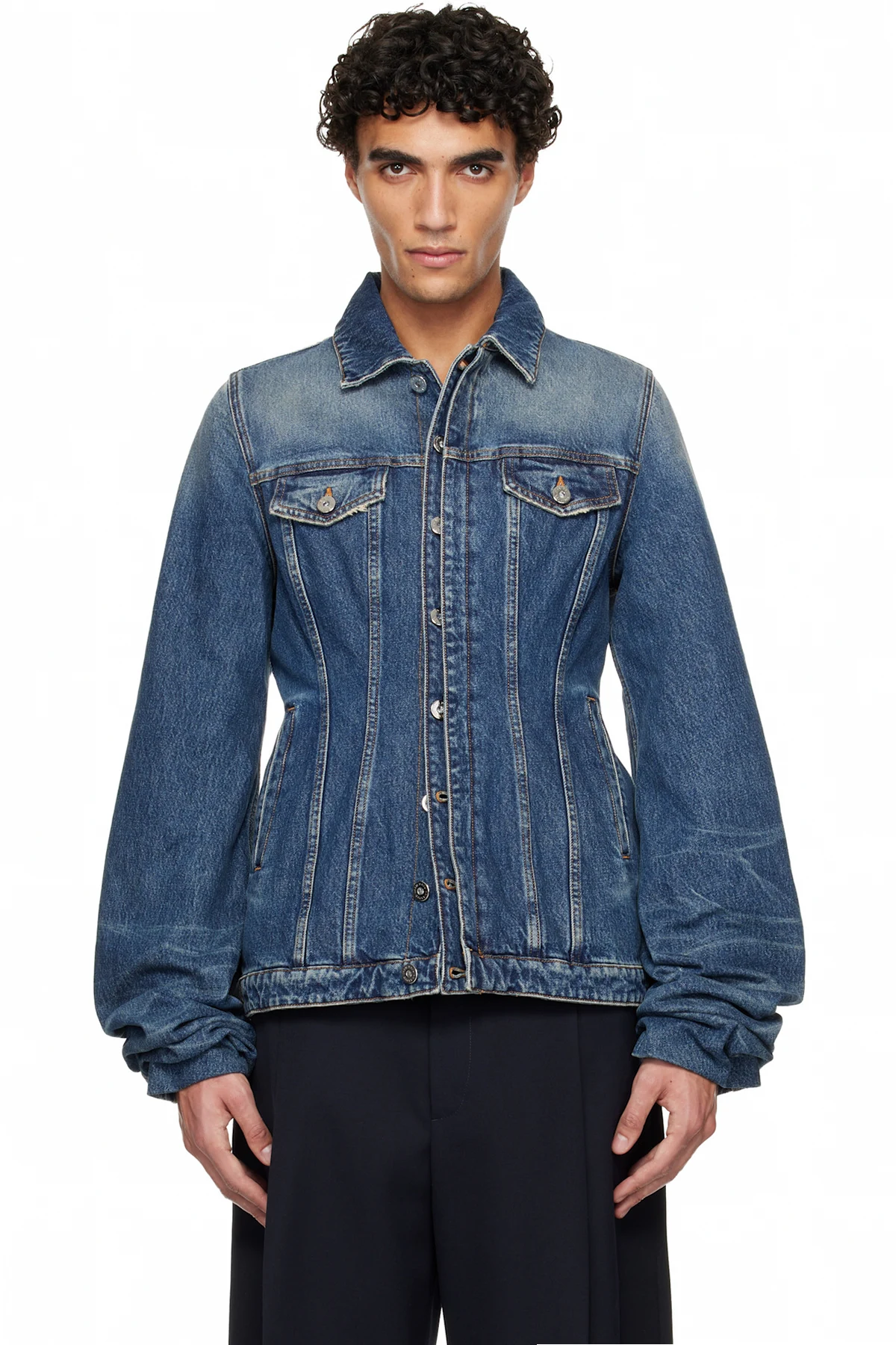 Blue Oversized Sleeves Denim Jacket