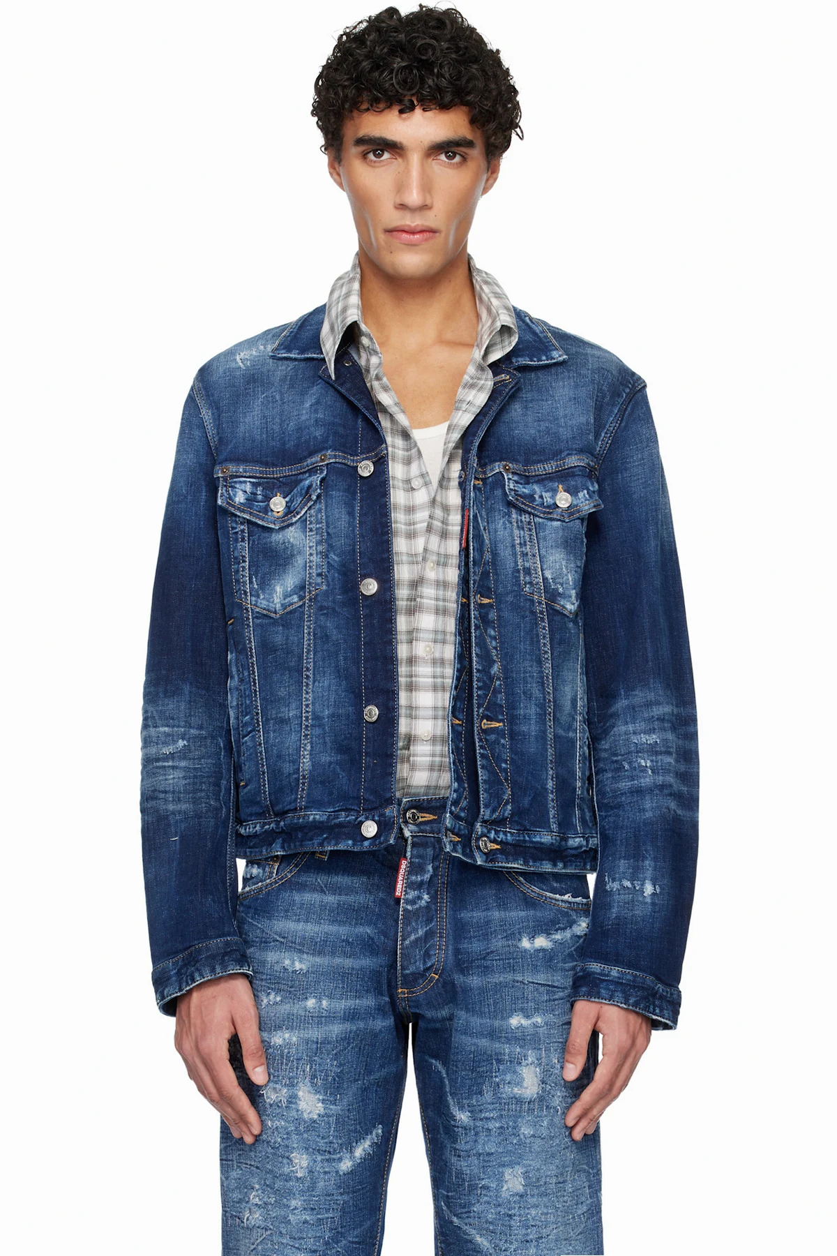 Navy Double Front Denim Jacket