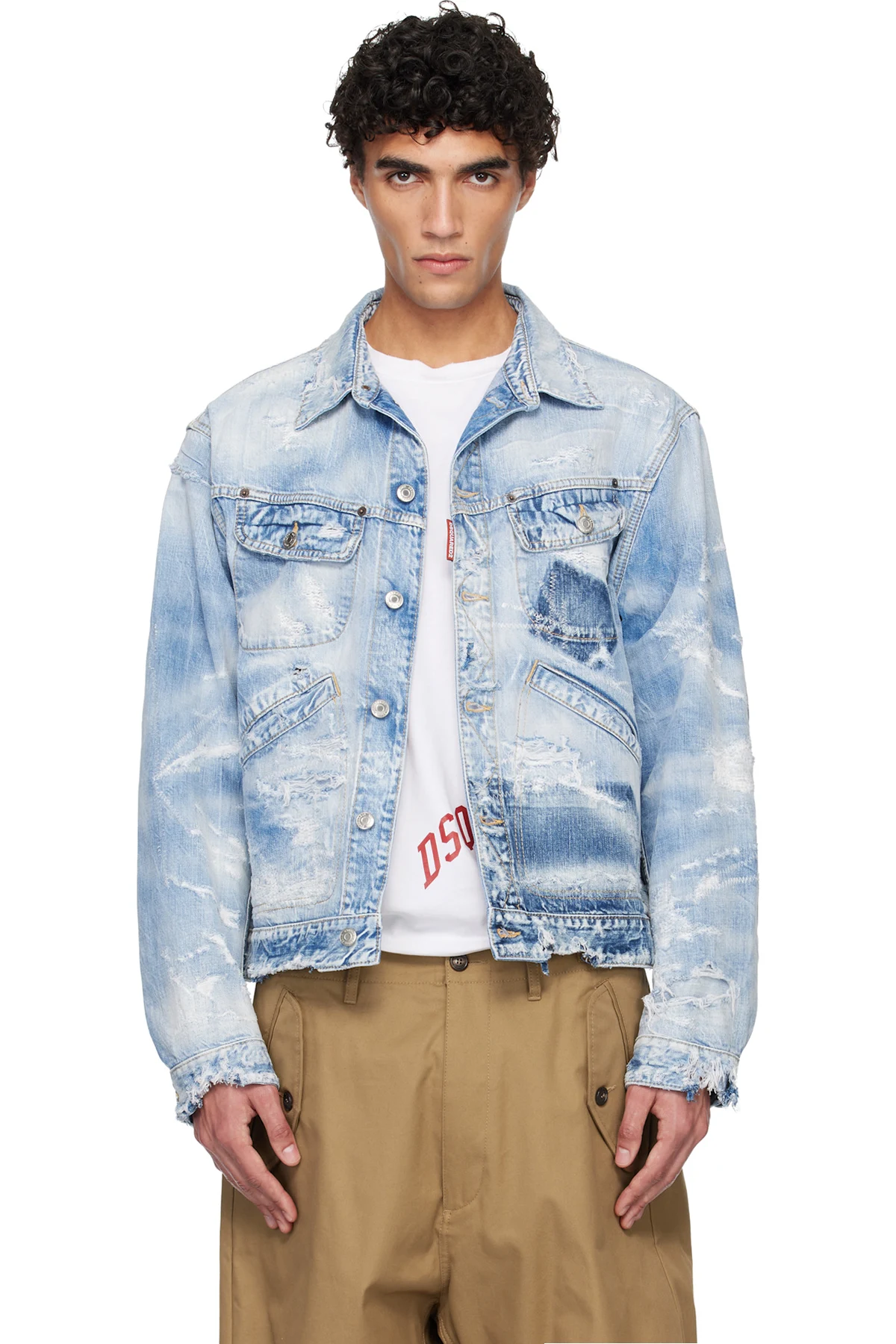 Blue Light Ripped Wash '70s Denim Jacket