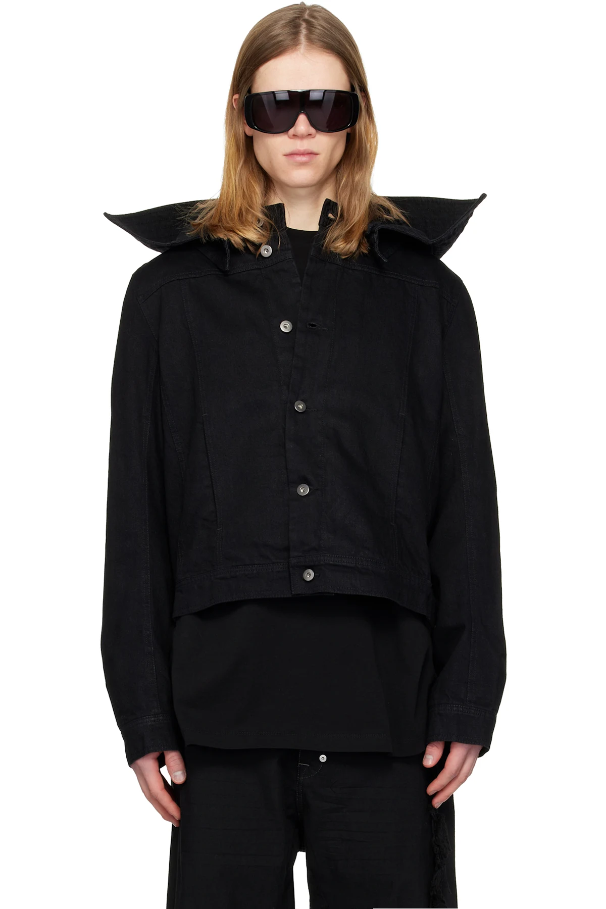 Black Hooded Denim Jacket