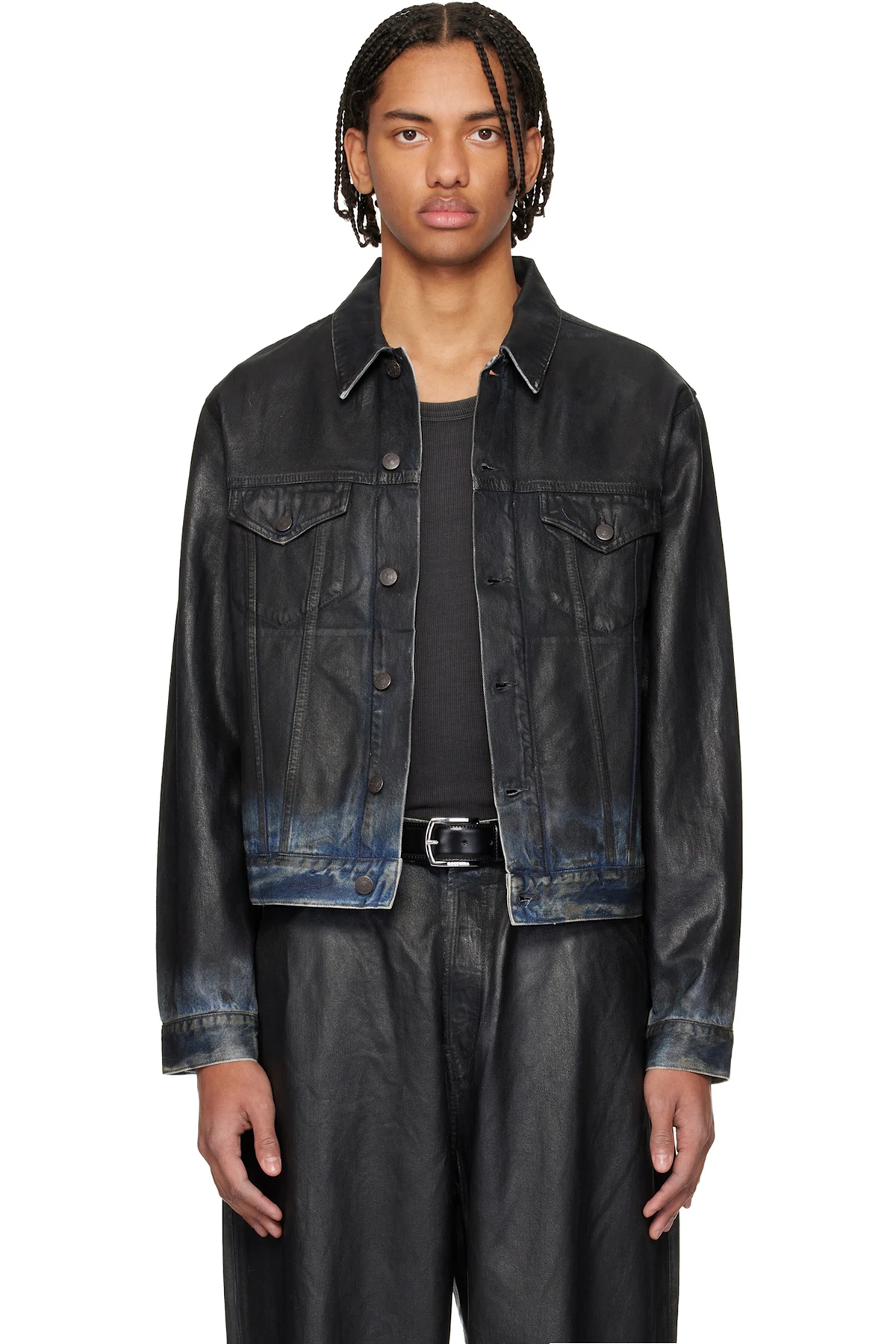 Black Coated Denim Jacket
