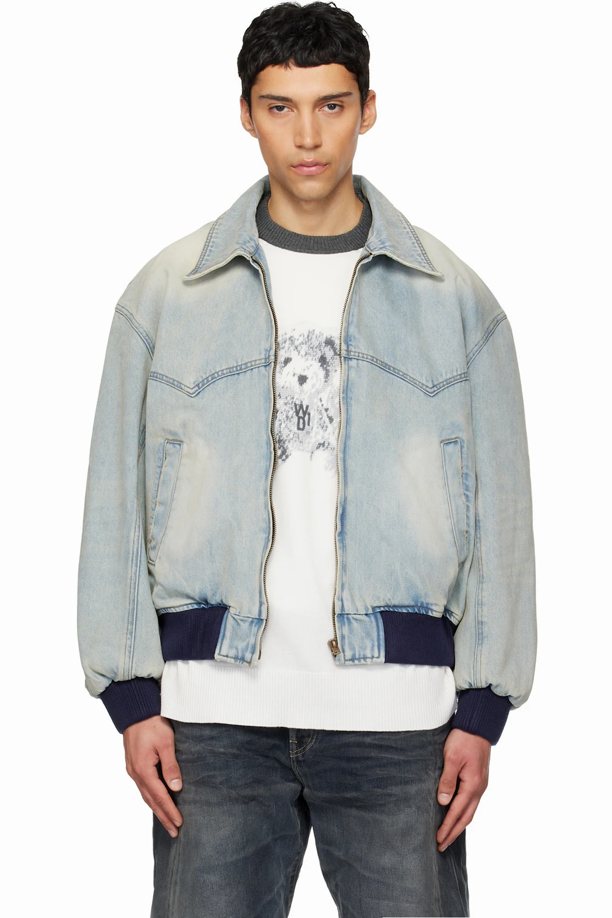 Blue Western Harrington Denim Jacket