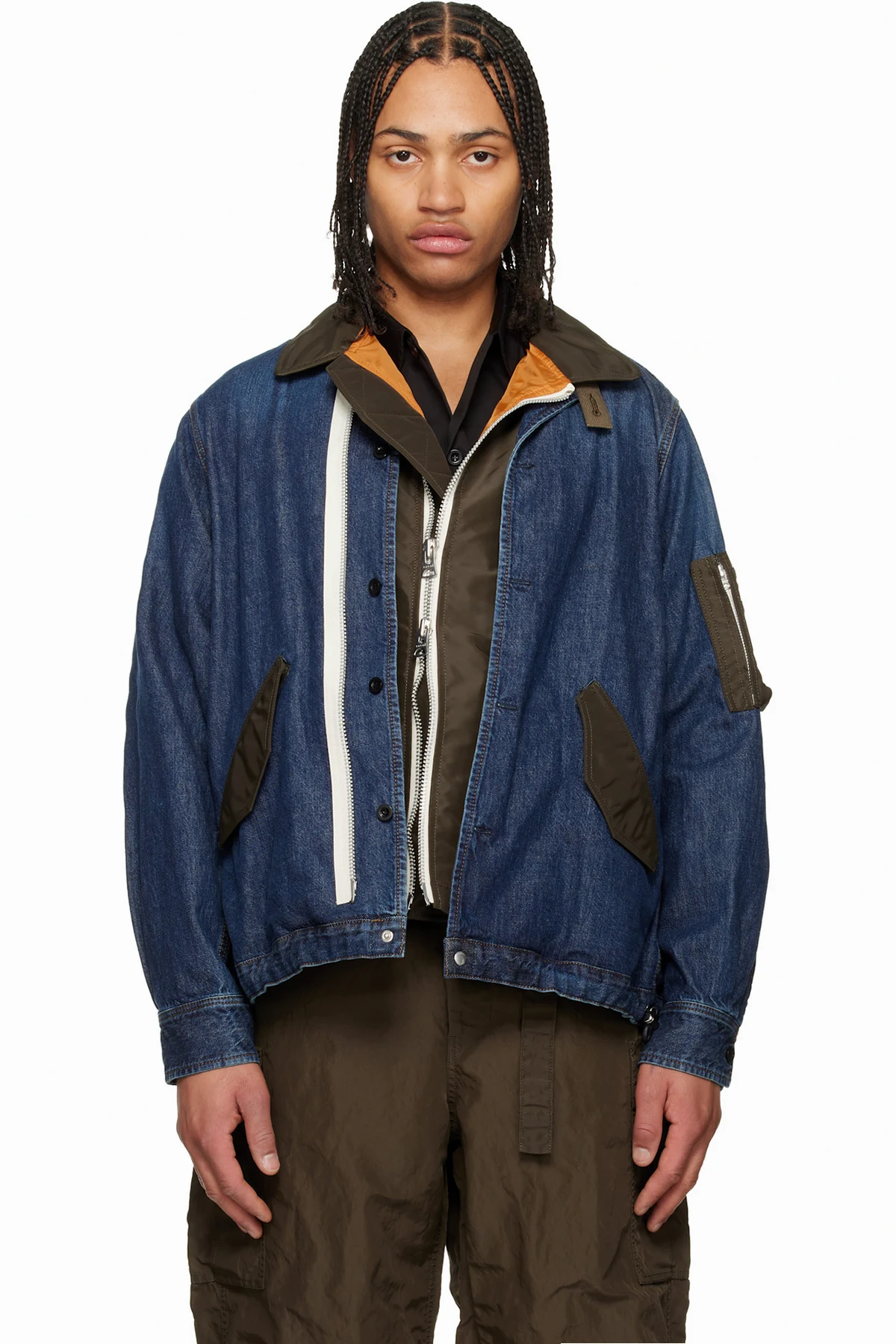 Blue Denim x Nylon Twill Blouson Denim Jacket