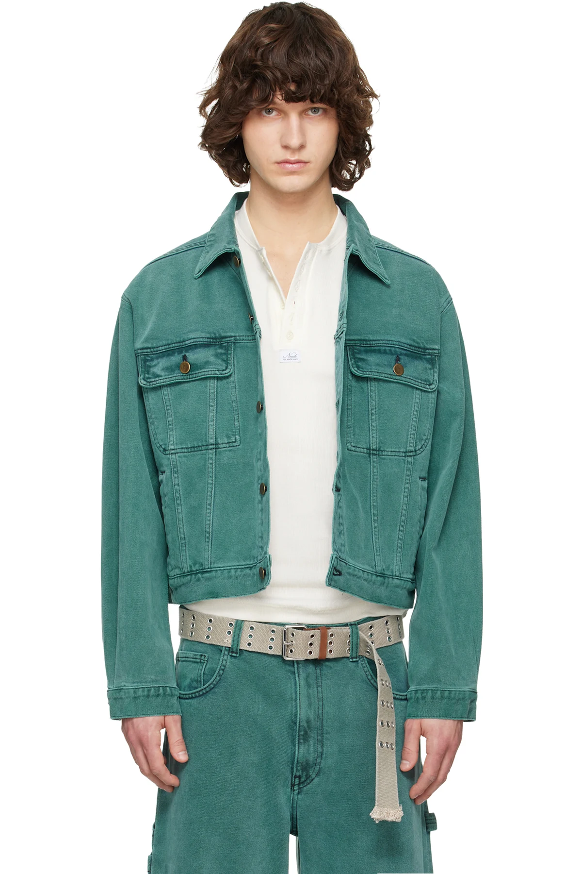 Green Faded Denim Jacket