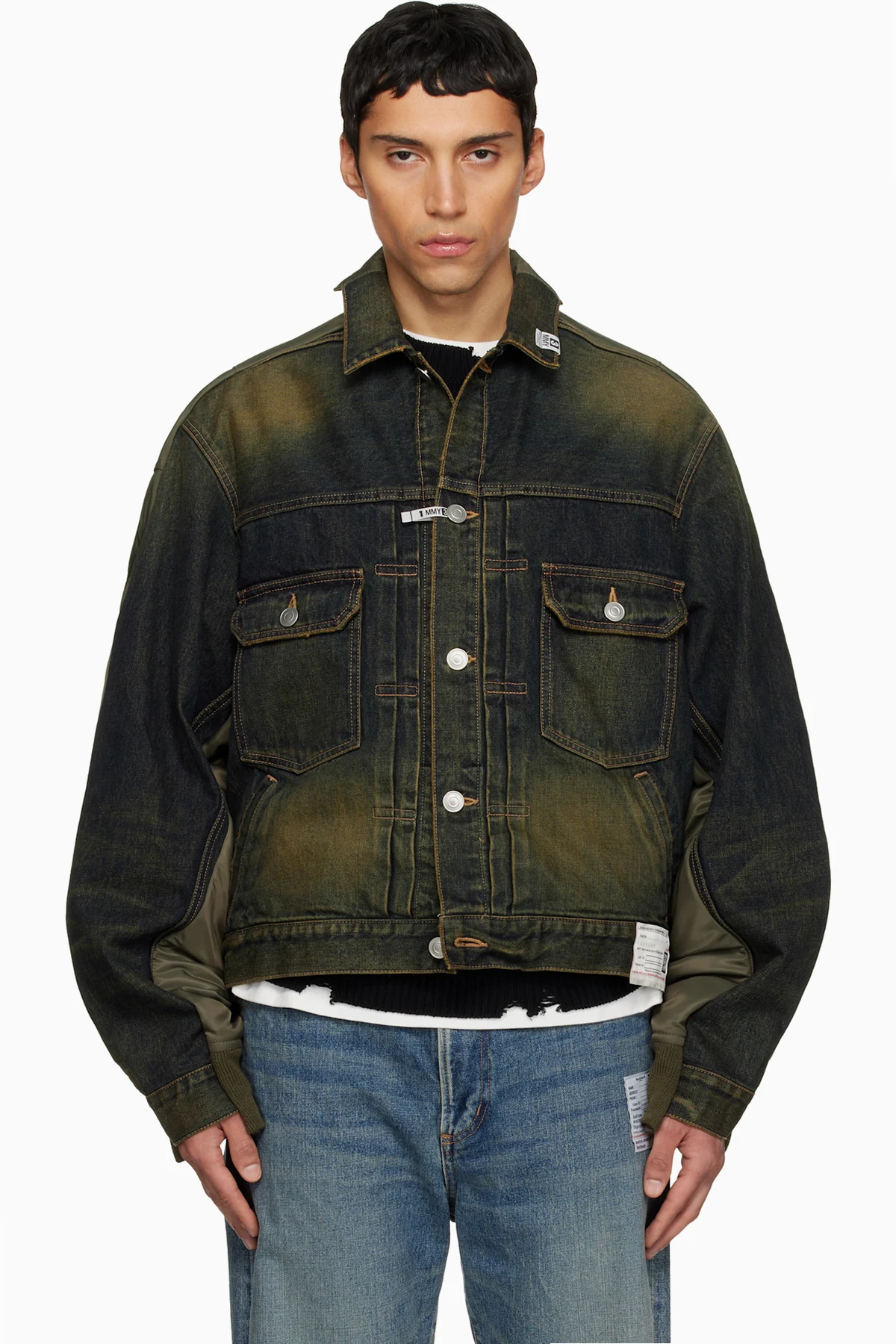 Khaki & Navy Front Back Combined Denim Jacket
