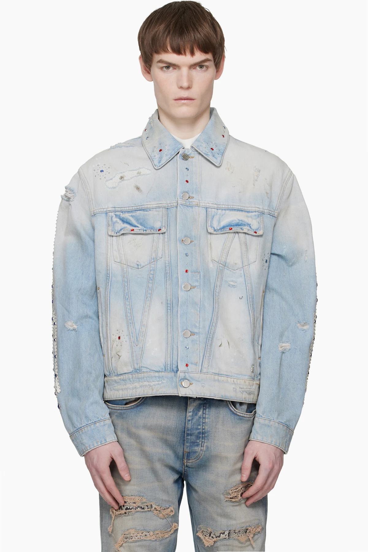 Blue Bones Studded Denim Trucker Jacket