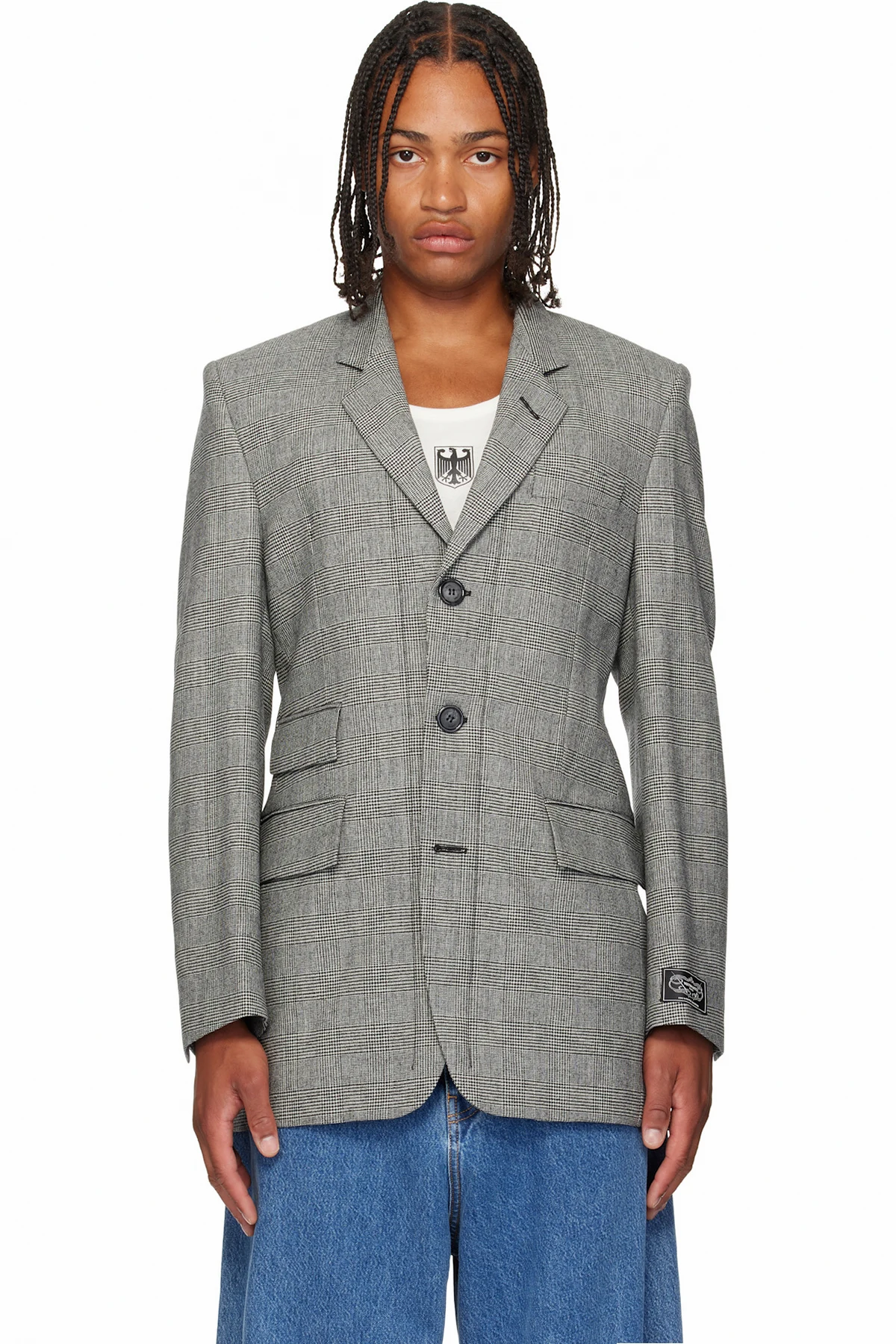 Gray Fitted Zip Tailored Blazer