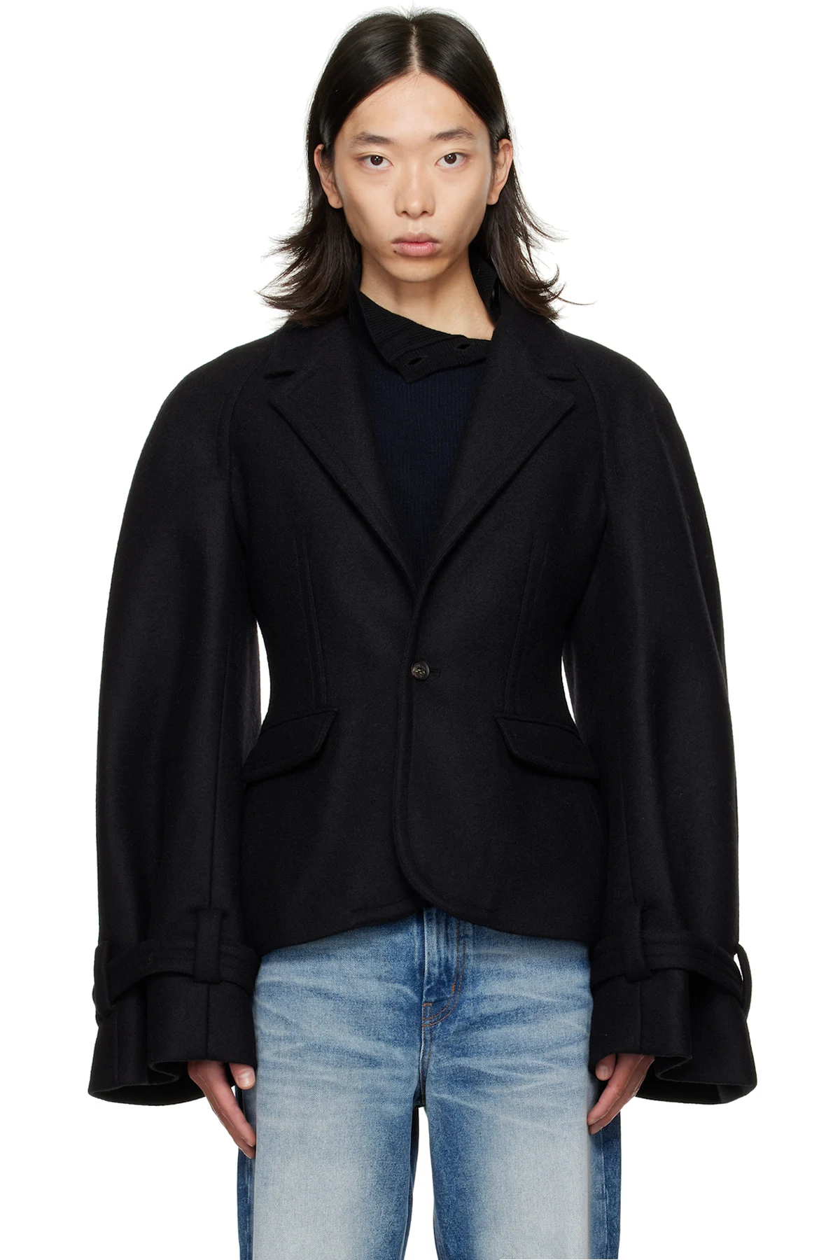 Black Raglan Tailoring Blazer
