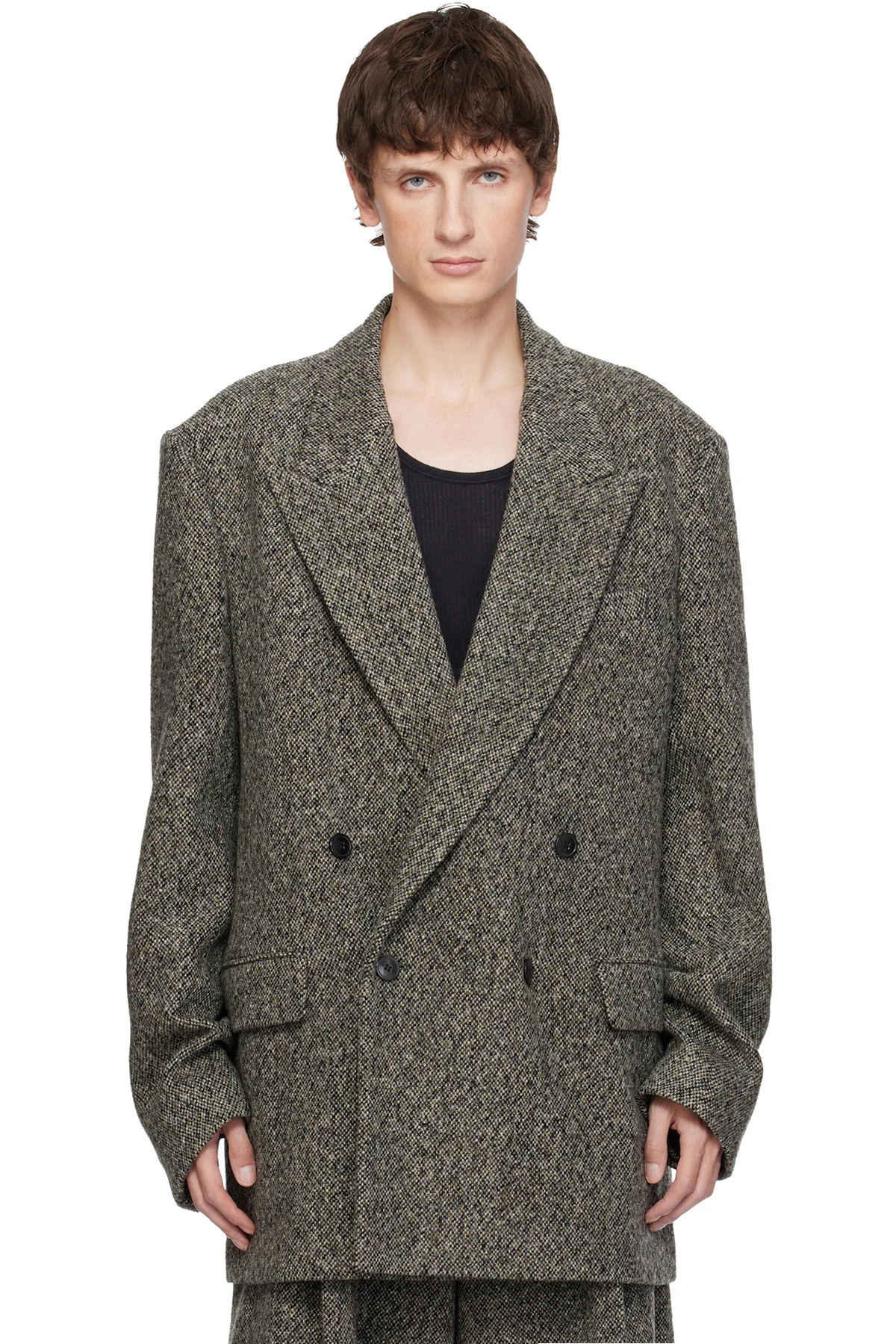 Gray Oversized Wool Blazer