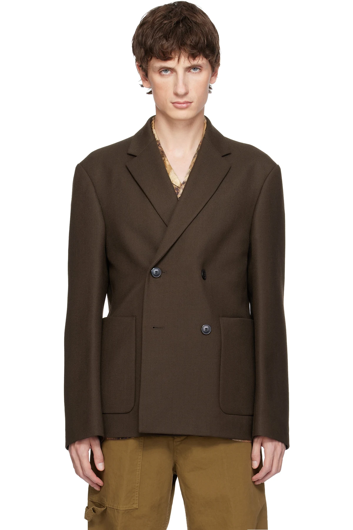 Brown Boxy Wool Blazer