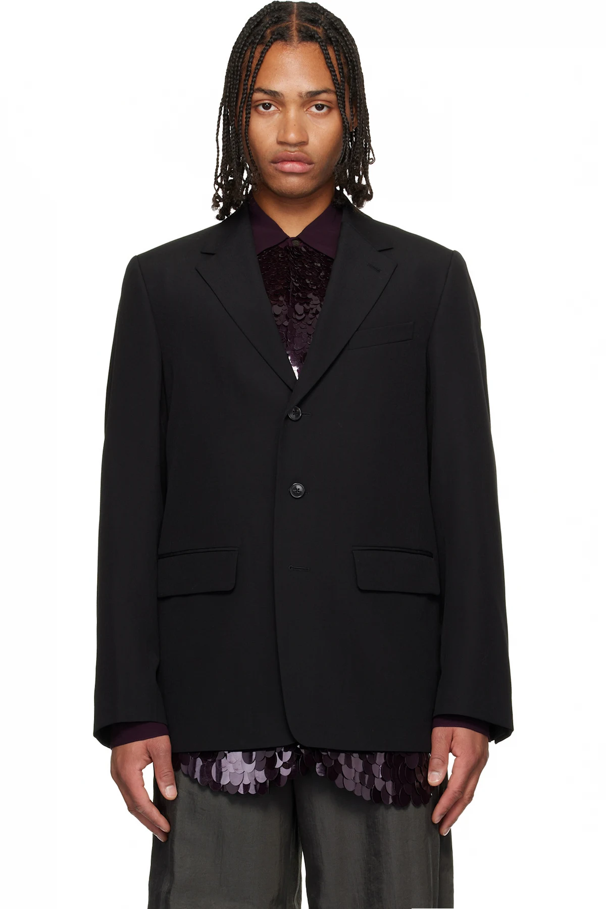 Black Notched Lapel Blazer