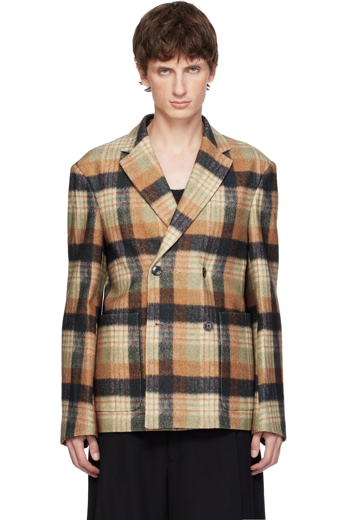 Multicolor Boxy Wool Blazer