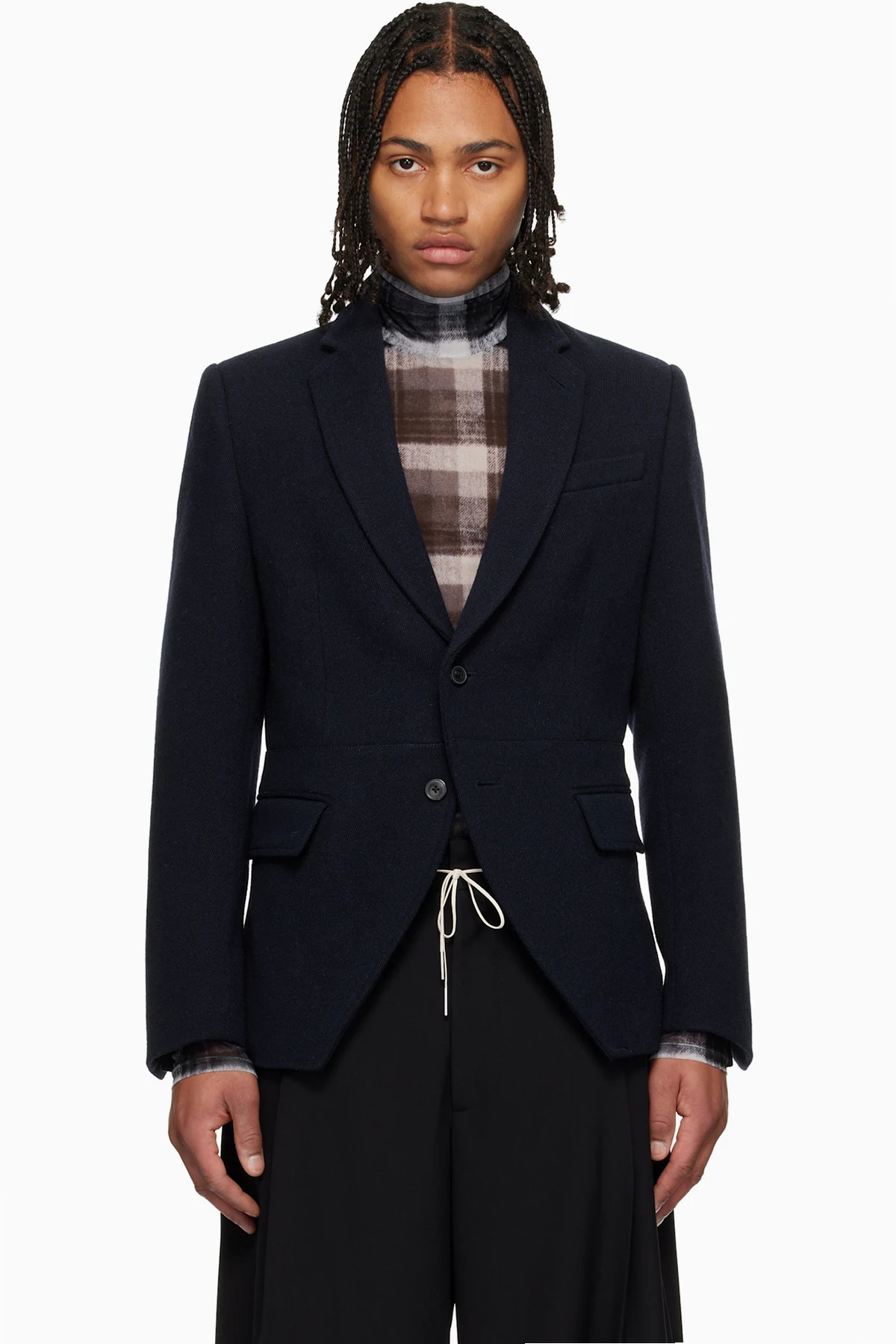 Navy Cropped Suit Blazer
