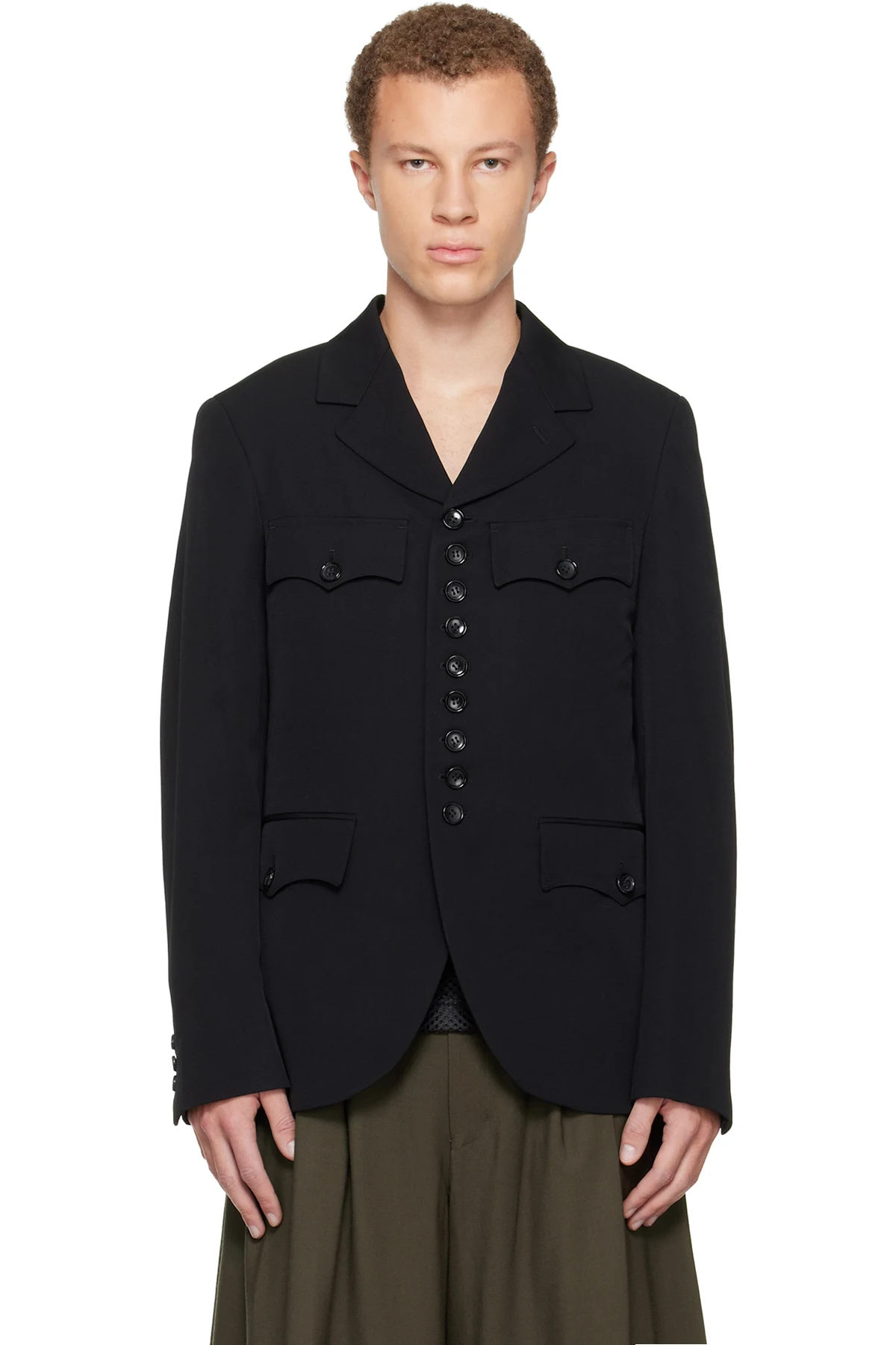 Black Wool Gabardine Blazer