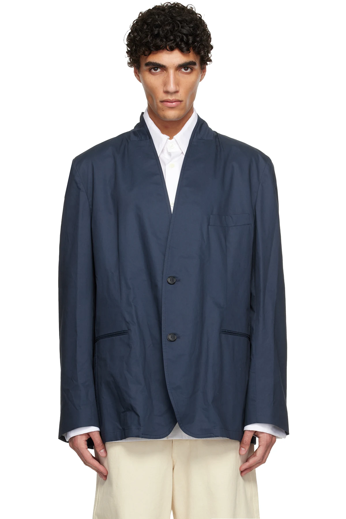 Navy Cotton Blazer