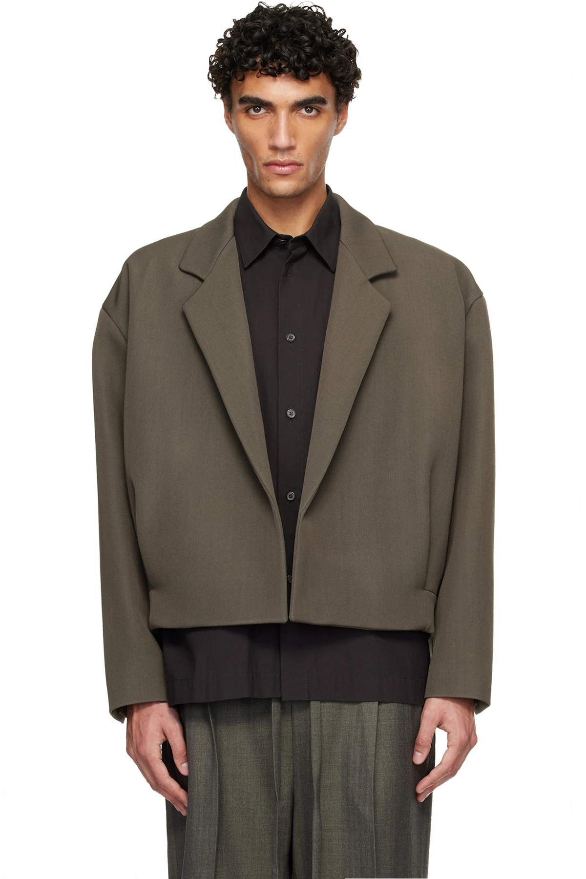 Khaki Cropped Blazer