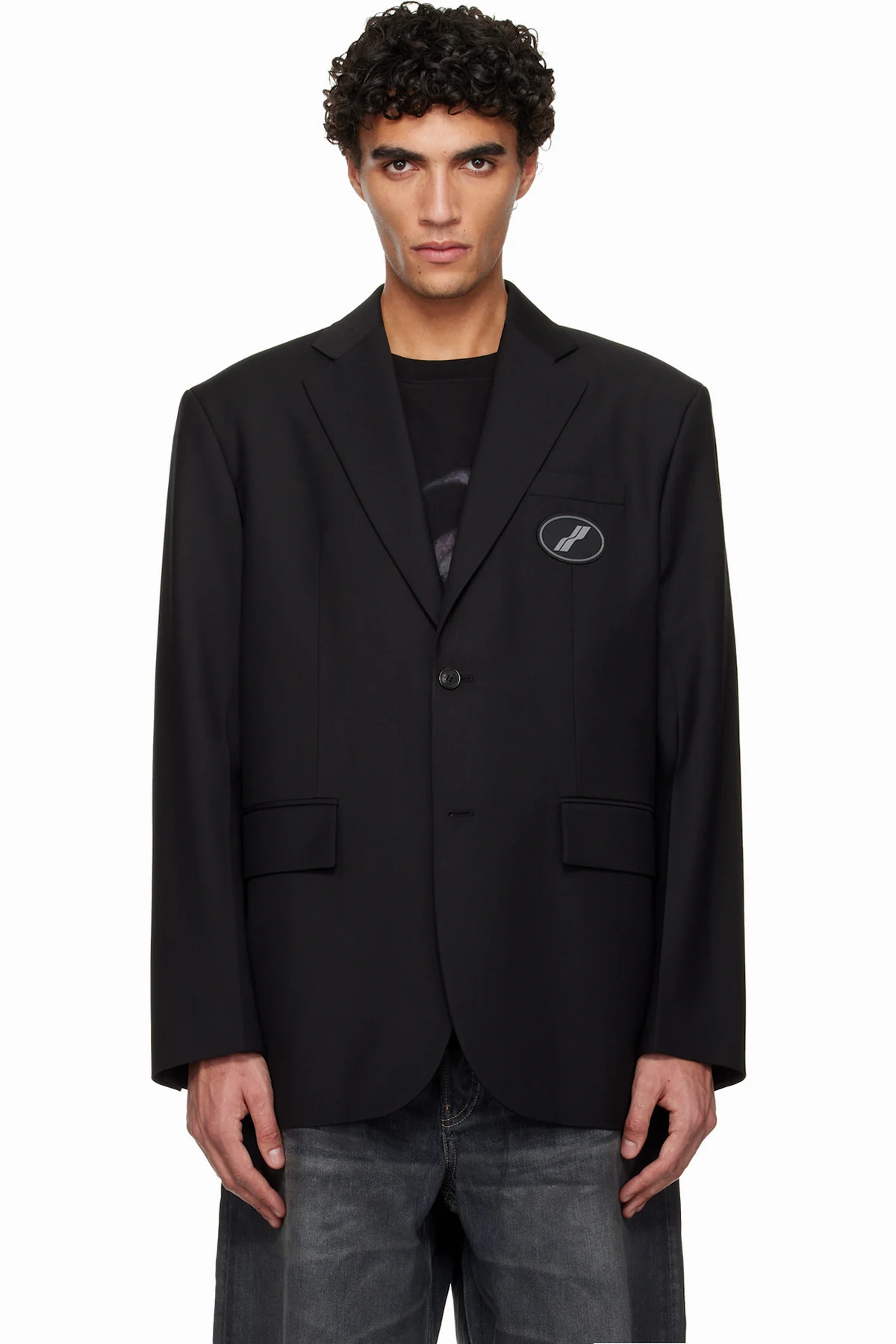 Black Oversized Suit Logo Blazer
