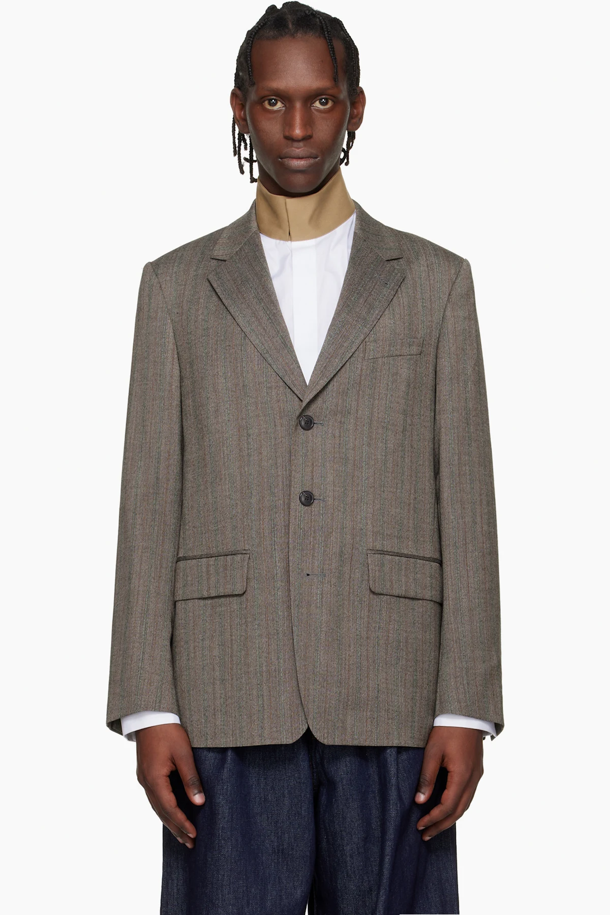 Gray Loose Wool Blazer