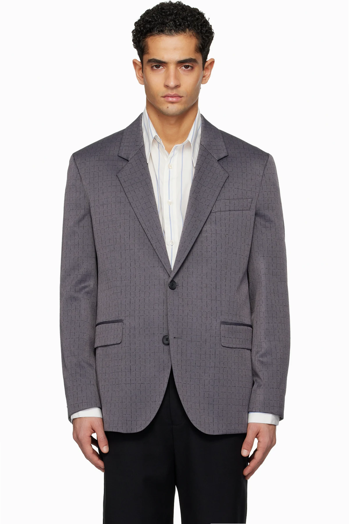 Gray Checked Modern-Fit Blazer