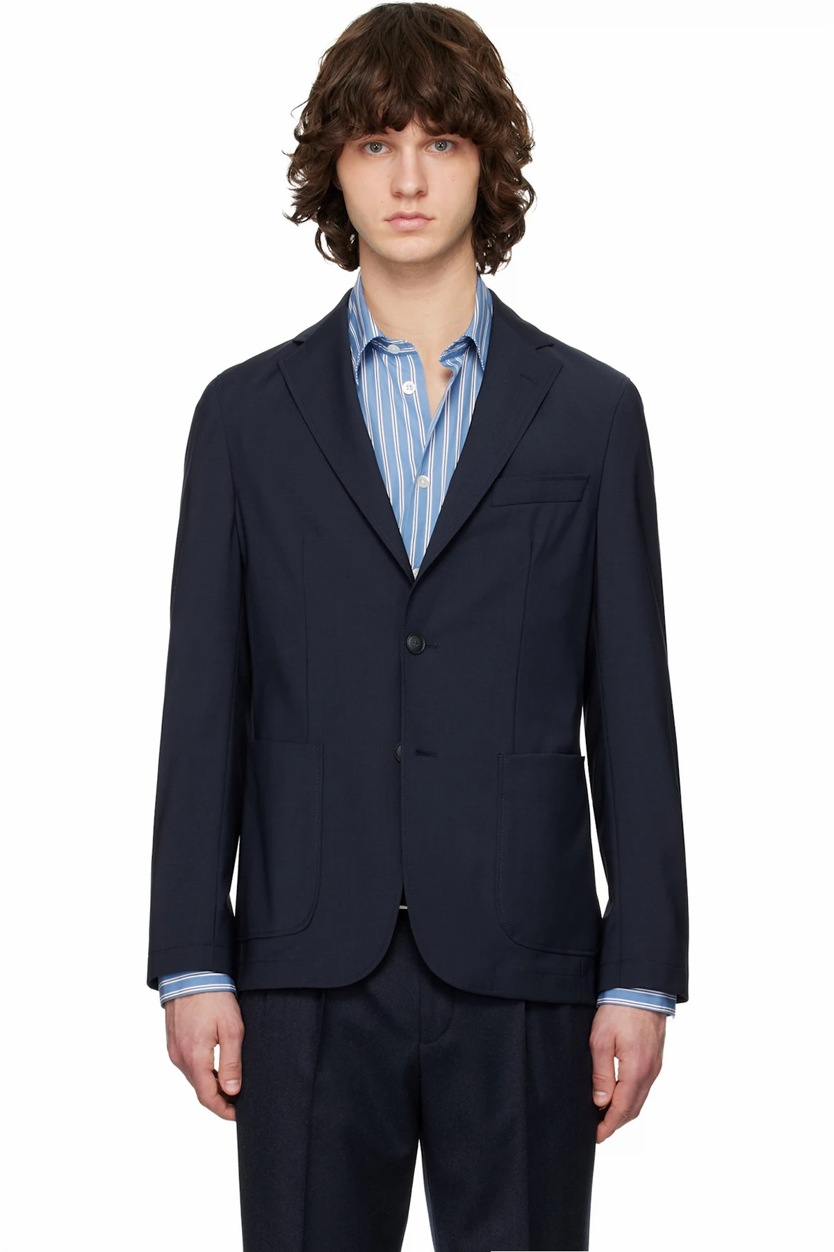 Navy Washable Slim-Fit Blazer