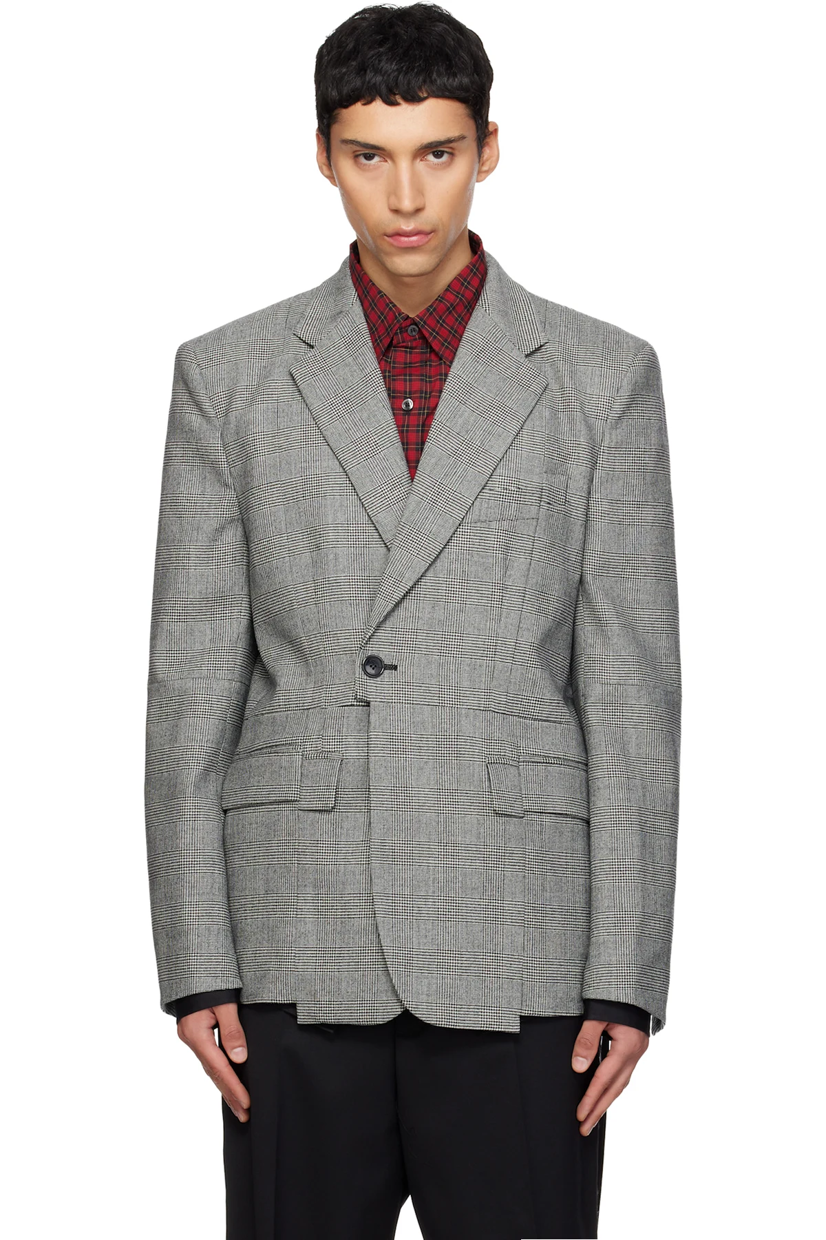 Gray Cut-Up Tailored Blazer