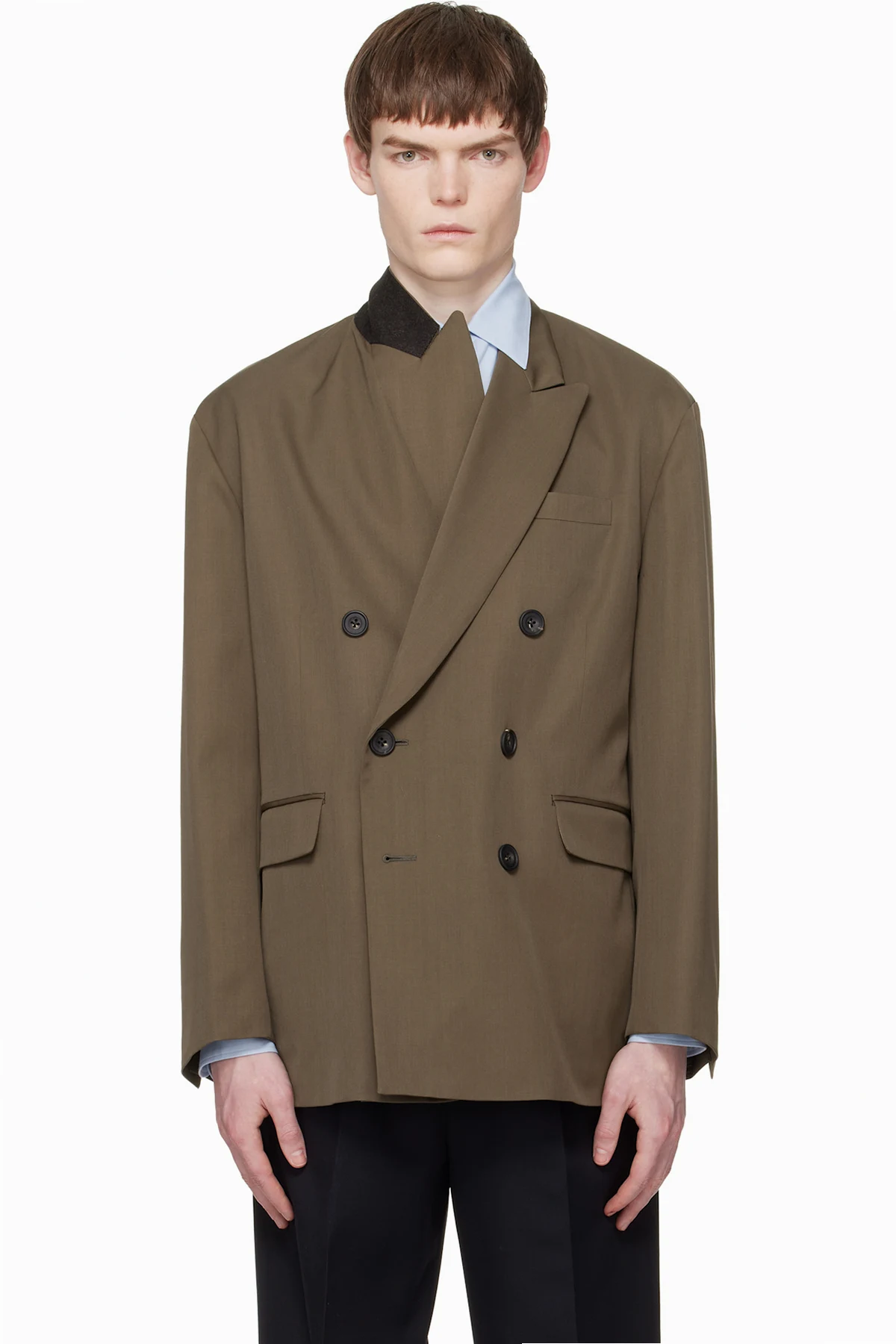 Taupe Oversized Double Breasted Blazer