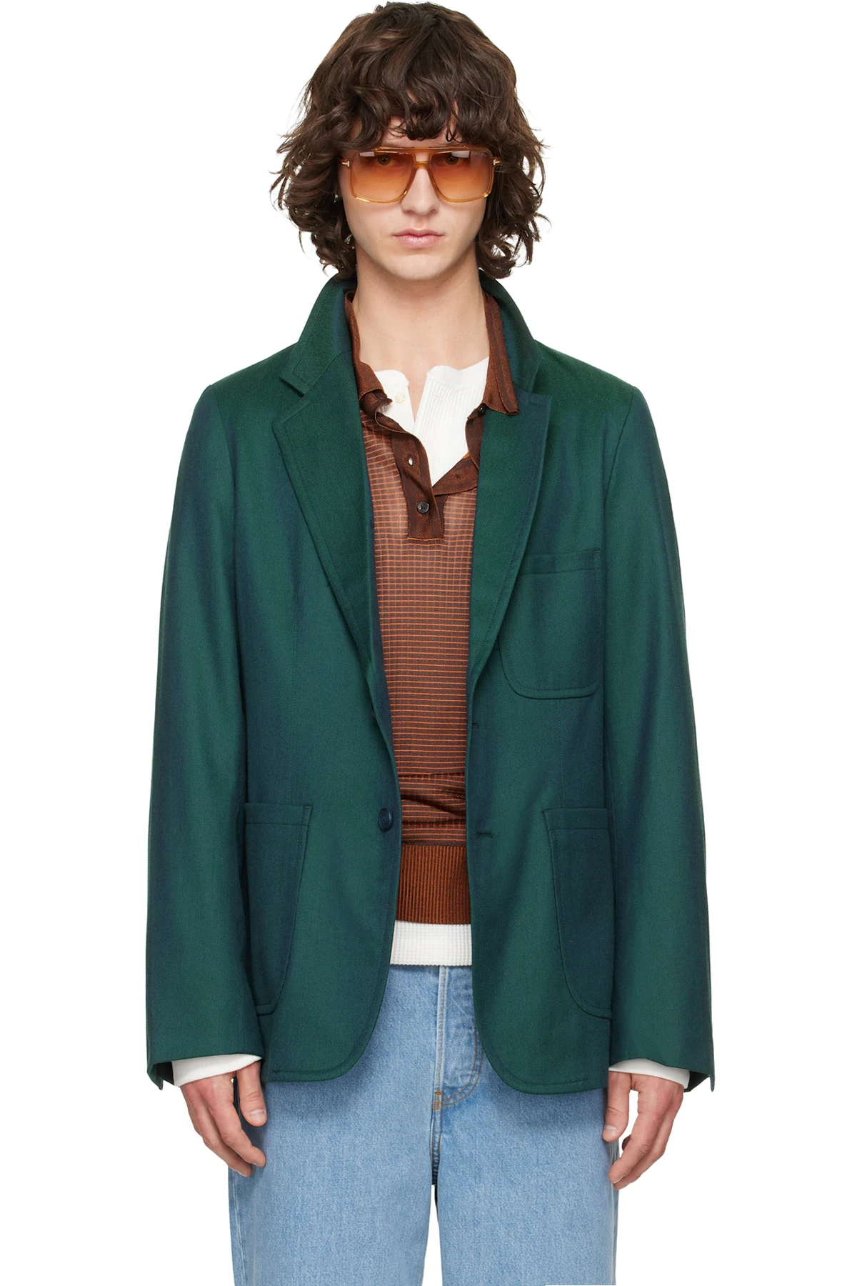 Green Single-Breasted Blazer