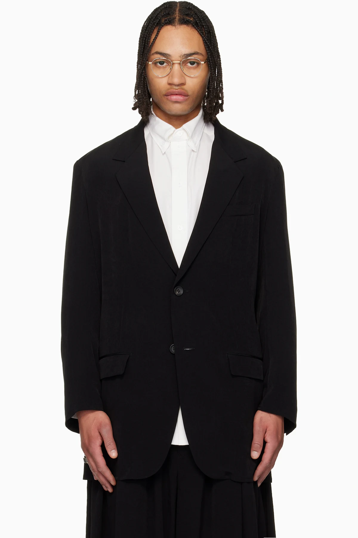 Black TA Tuxedo 2 Buttons Blazer