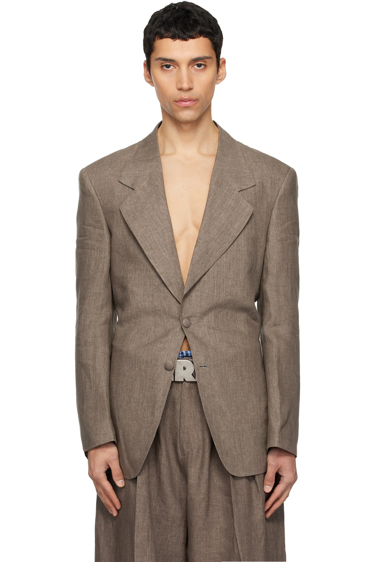 Beige 3 Button Tailored Blazer