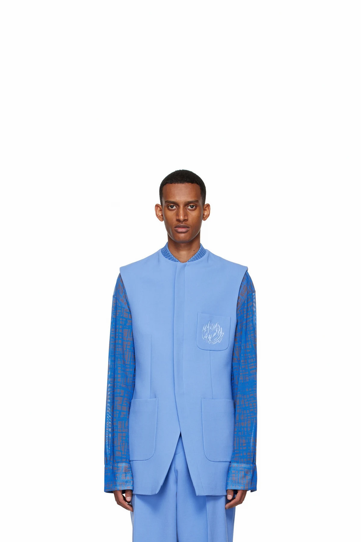 Blue Polyester Vest
