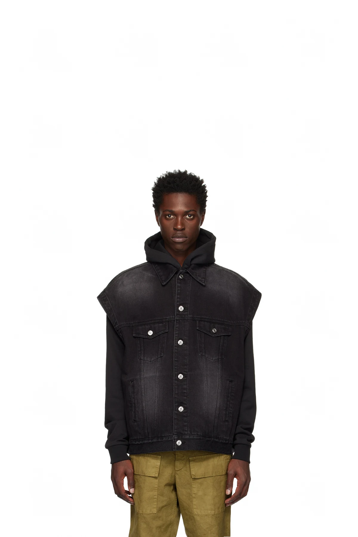 Black Oversized Trucker Denim Vest