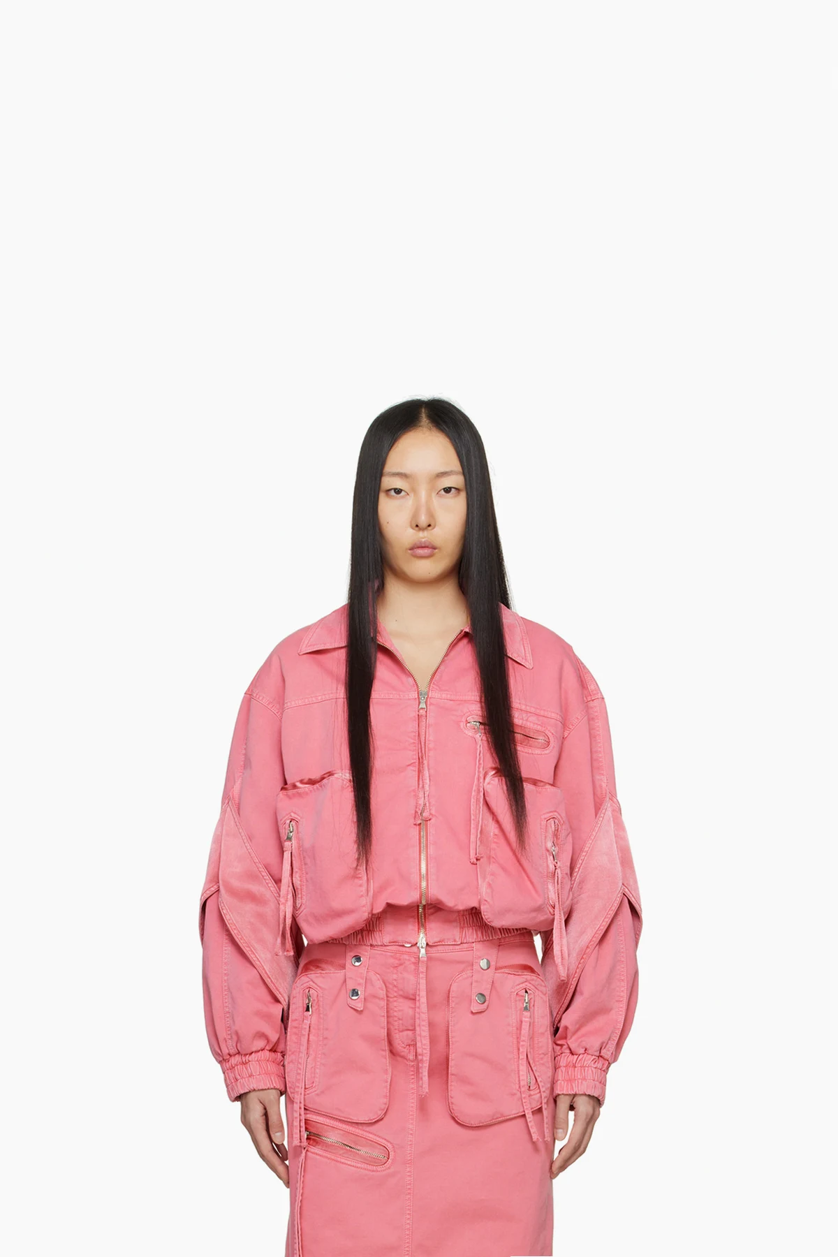 Pink Padded Bomber Jacket