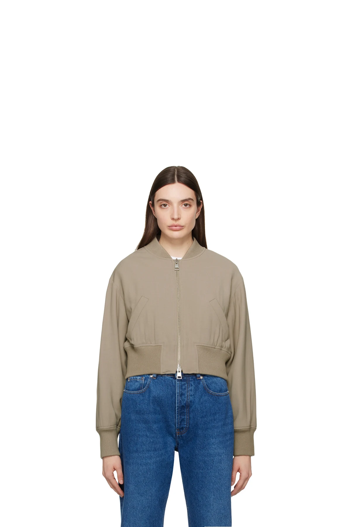 Taupe Zip Bomber Jacket