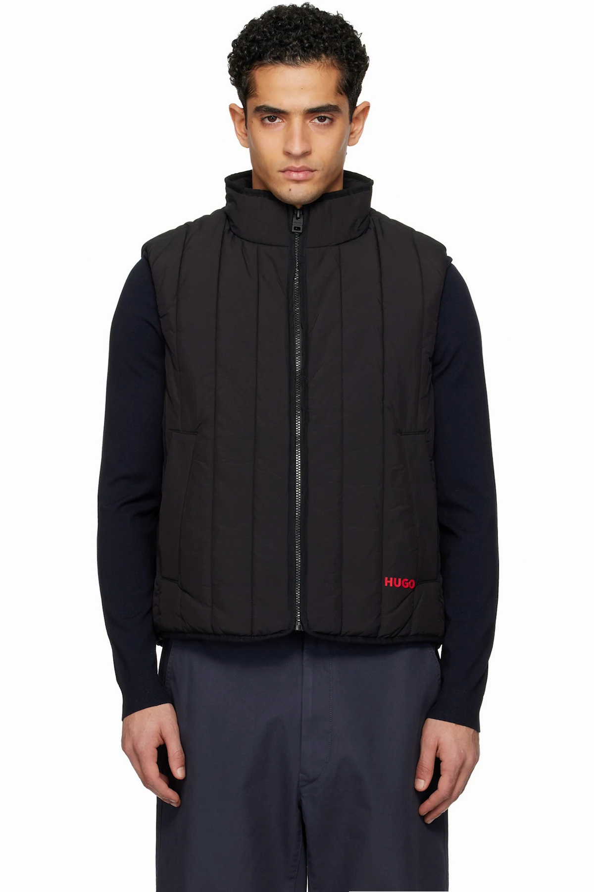 Black Lightweight Vertical Quilting Vest