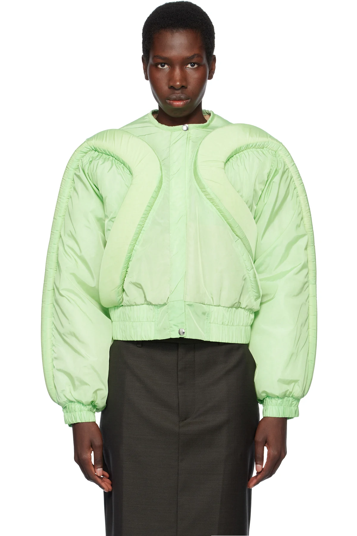 Green 3D Parametric Bomber Jacket